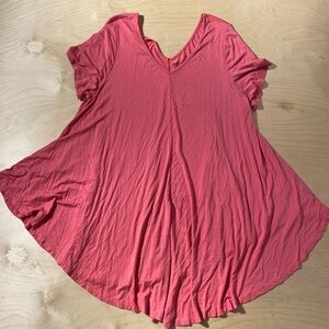 Roaman's Pink Flutter Sleeve Asymmetrical Blouse 1X (22/24) (ND)